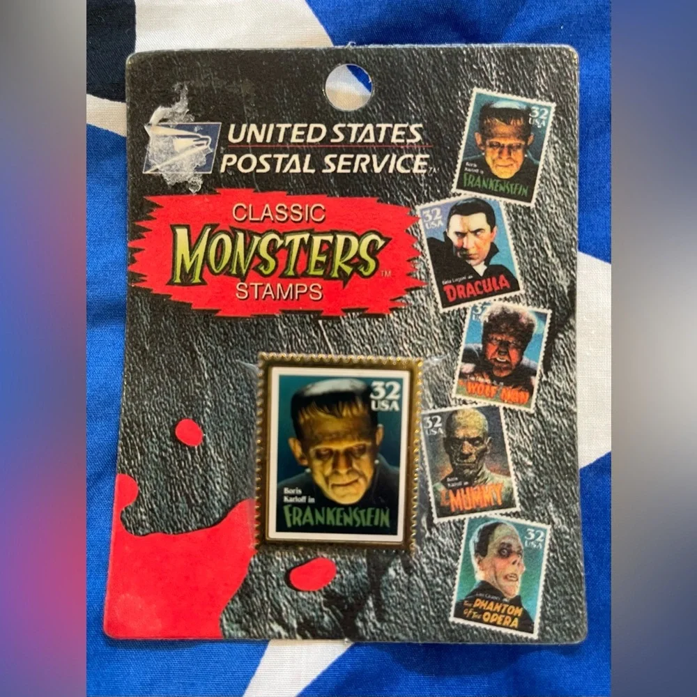 1997 Classic Monster Stamp Pins Set of 3